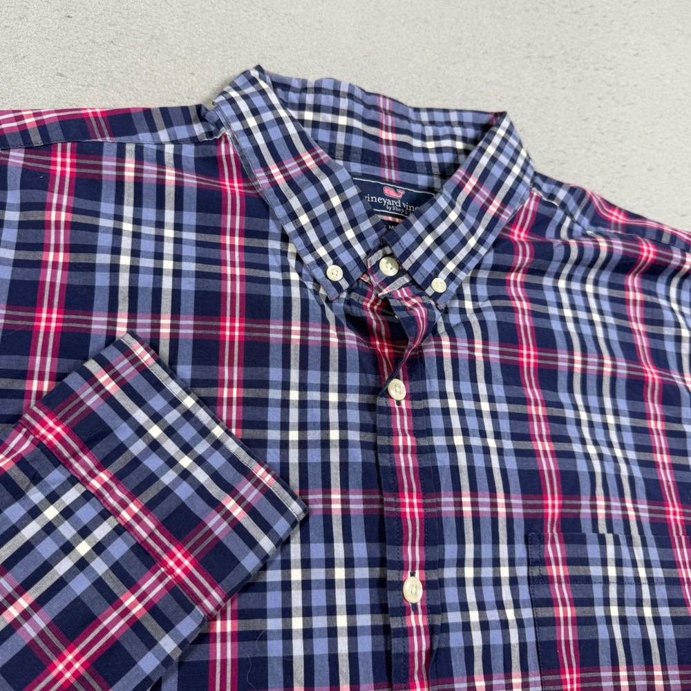 Vineyard Vines Slim Fit Murray Shirt Mens XXL Blue Pink Plaid Button Down